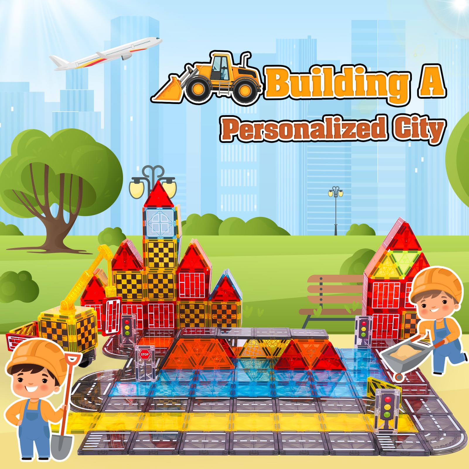 Windidi magnetic tiles crosswalks and signals for safe-intersection play