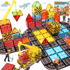 Windidi magnetic tiles road set for imaginative road-building and city play