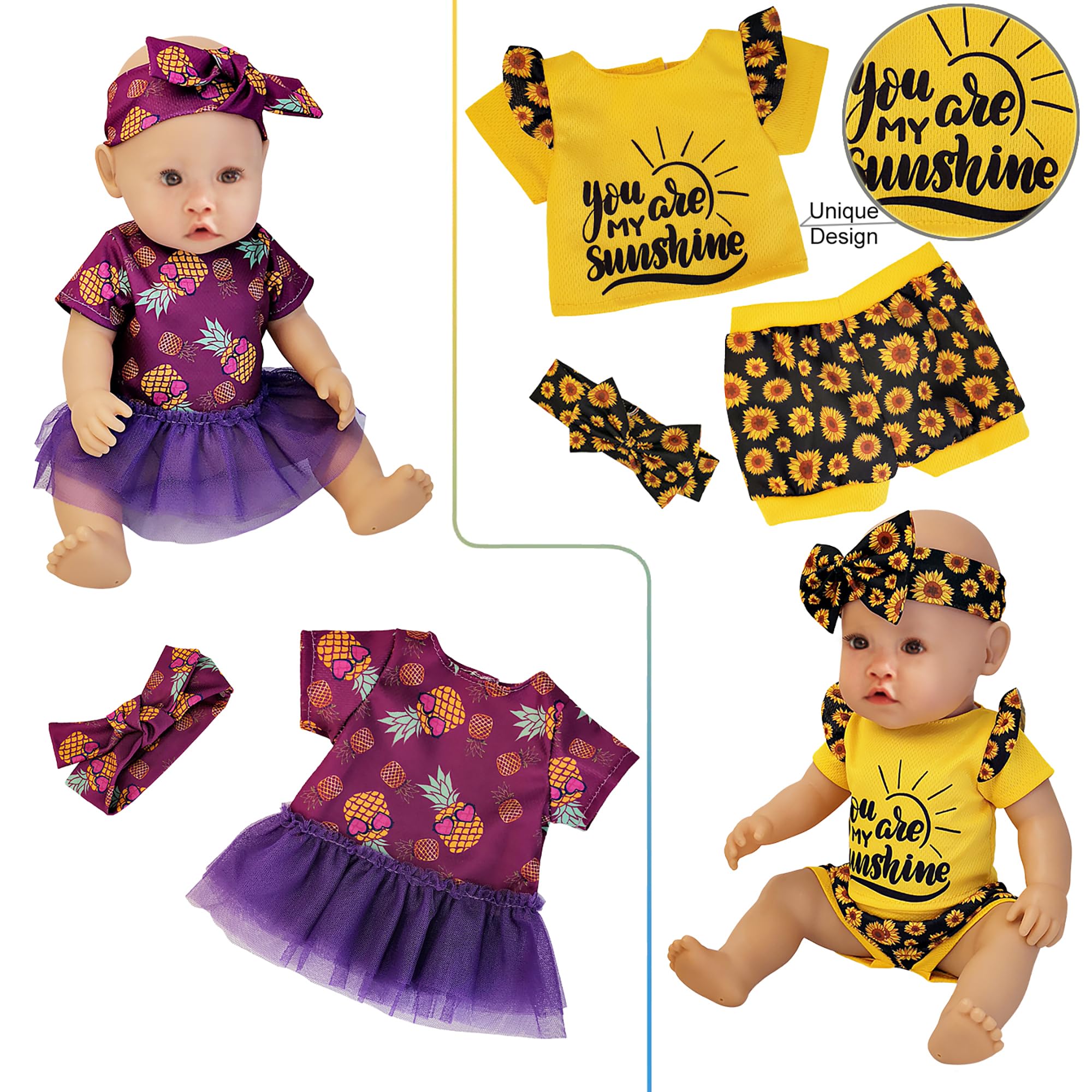 Windolls mermaid and unicorn pattern outfits