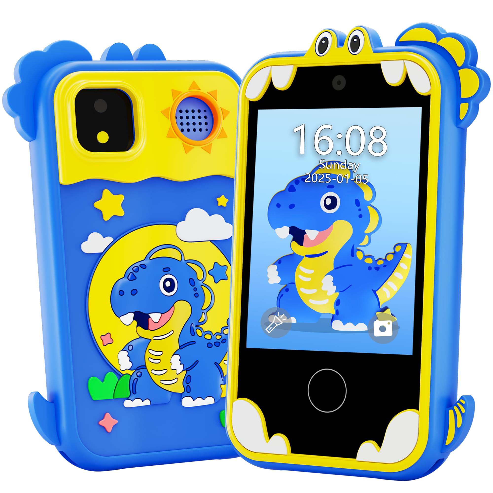 Windpaint Kids Phone blue front display shows educational content.