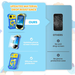 Windpaint Kids Phone blue silicone case protects against drops.