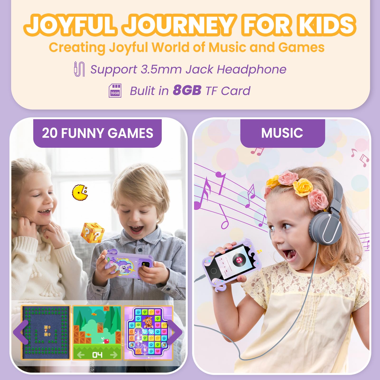 Windpaint Kids Phone purple durable silicone case, anti-fall protection for active kids.
