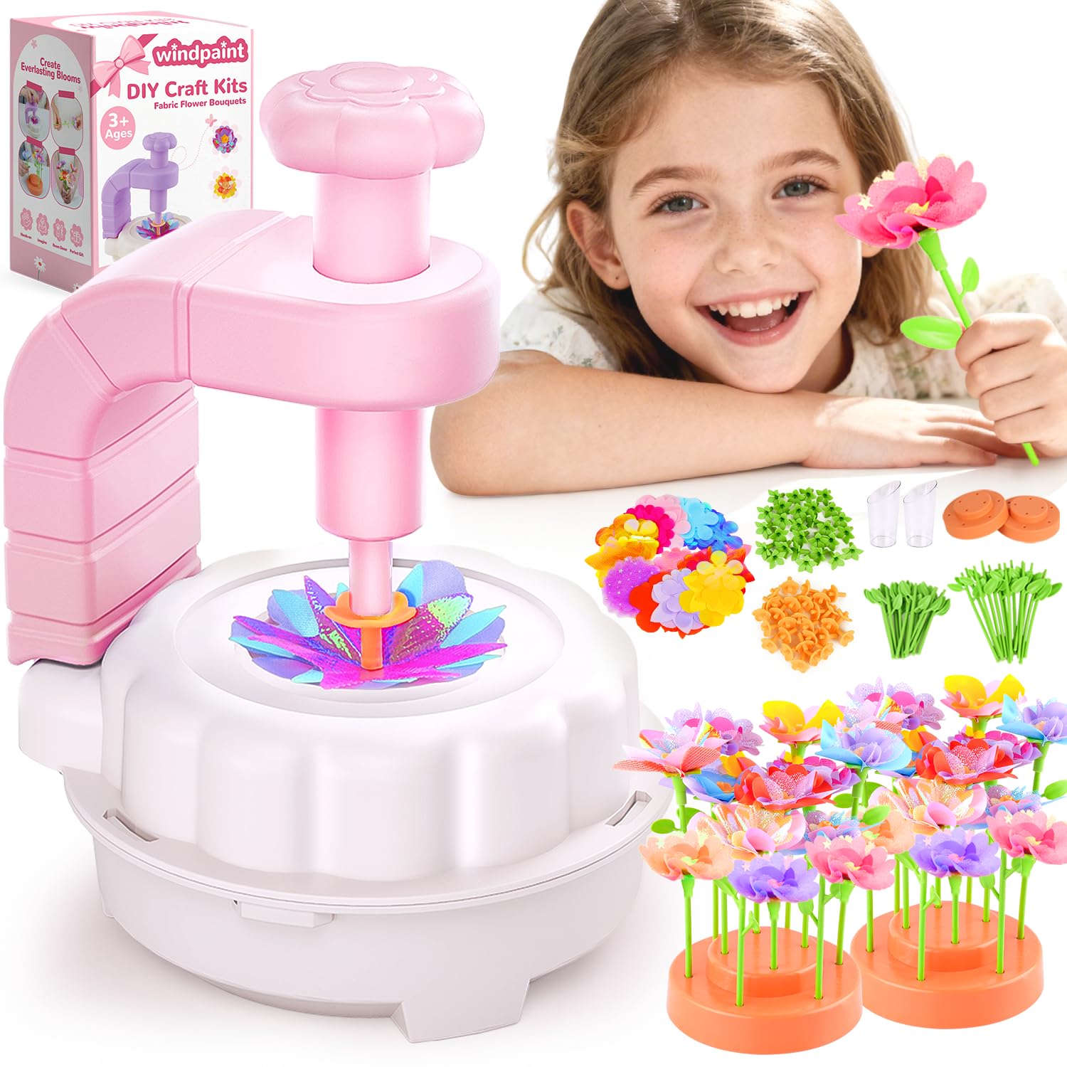 windpaint purple flower bouquet kit embossing for beginners to explore fabric arts.