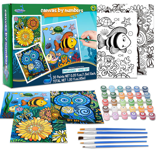 Wings Giant paint by numbers kit with three framed canvases sparks kid creativity