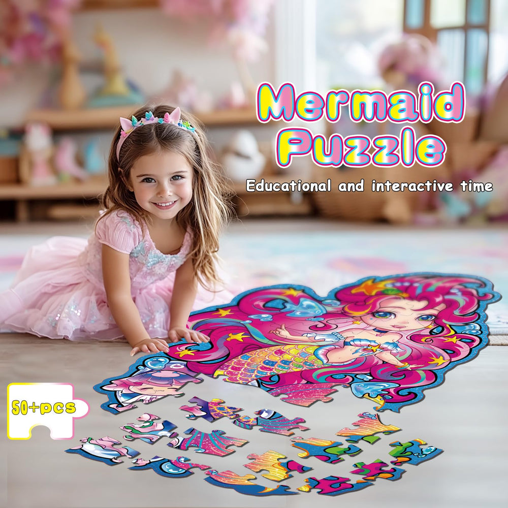 Wings Giant undersea mermaid scene floor puzzle supports collaborative floor time