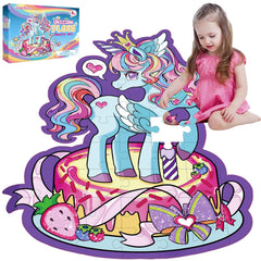 Wings Giant unicorn floor puzzle at 27 by 33 inches promoting collaborative play