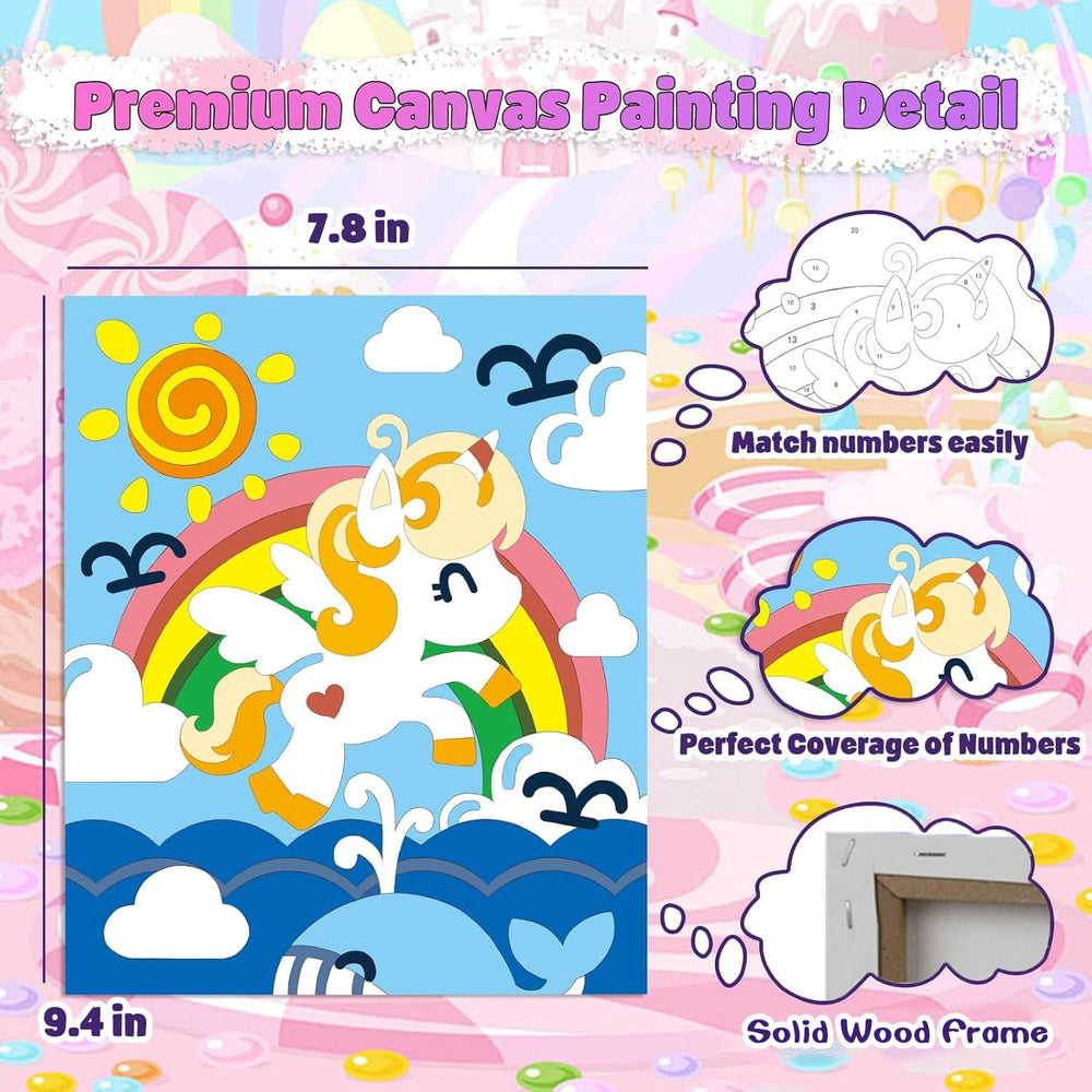 Wings Giant Unicorn Paint-by-Numbers Kit 30-paint pots, vibrant colors for creative scenes.