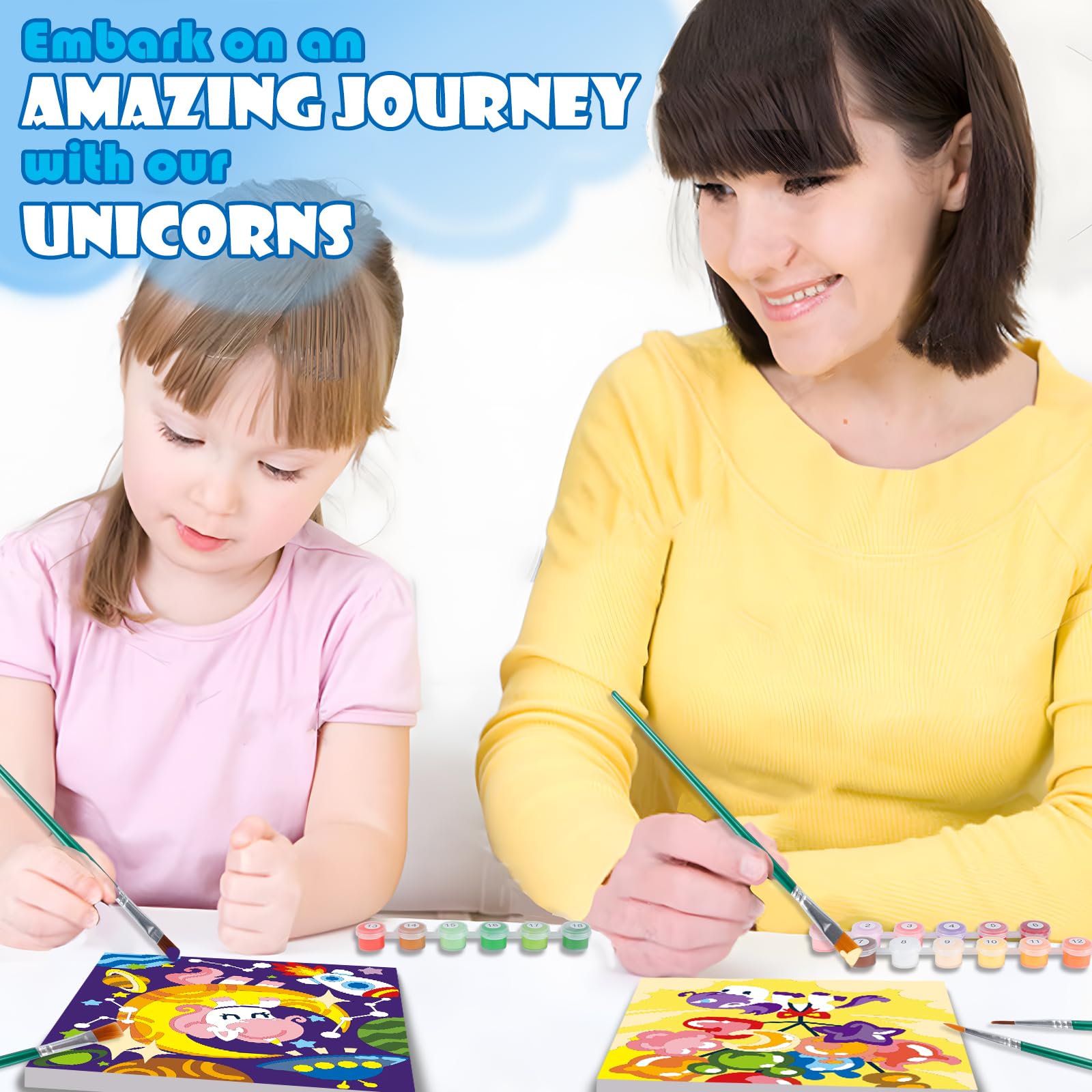 Wings Giant Unicorn Paint-by-Numbers Kit premium brushes for smooth, confident strokes.
