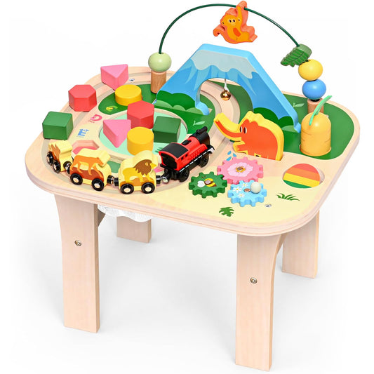 Wingyz activity table with snowy mountain bead maze encourages fine motor play.