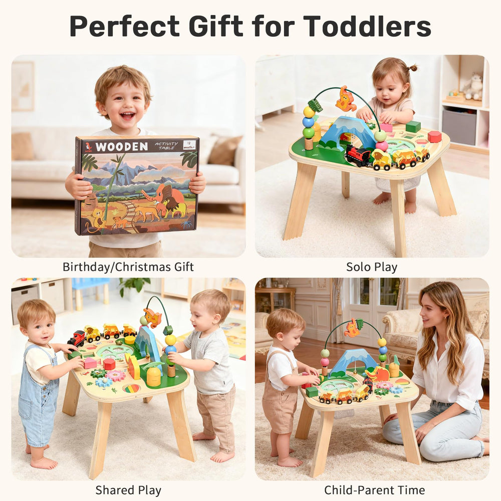 Wingyz wooden table top showcases natural wood grain with kid-safe non-toxic finish.