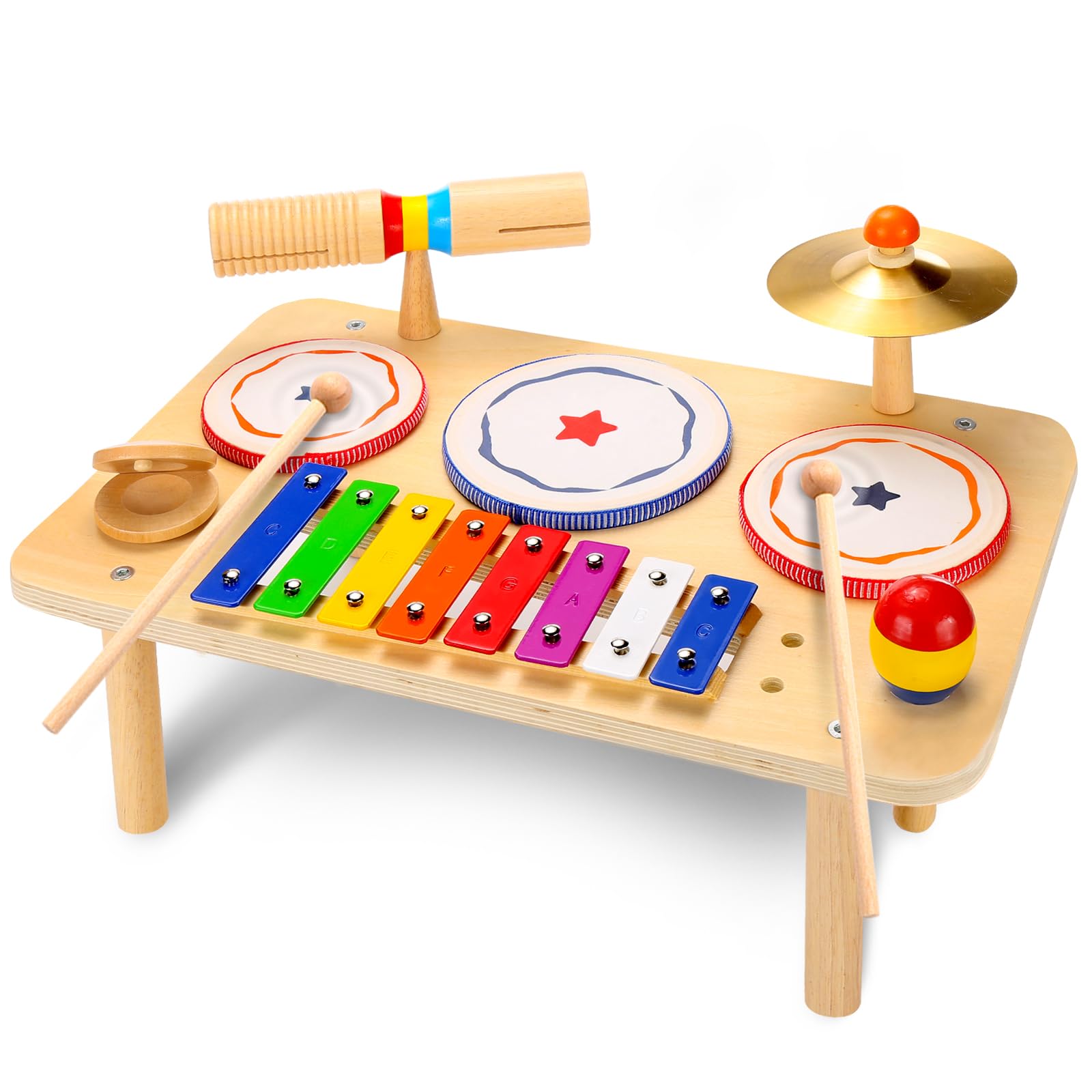 Wingyz Baby Drum Set front view with 9 instruments for rhythm exploration and creative play