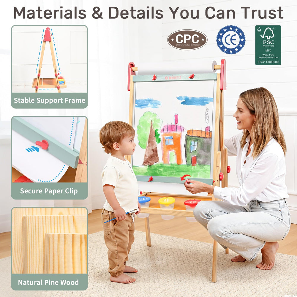 Wingyz Easel at 30-inch height supports toddlers’ growing drawing posture.