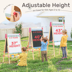 Wingyz Easel at 34.5-inch height fits young kids for shared creativity.