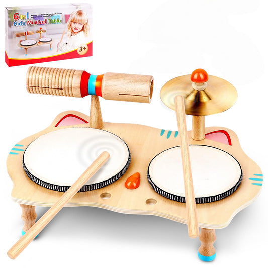 WINGYZ Kids Drum Set with cat-design table boosts early music exploration at home.