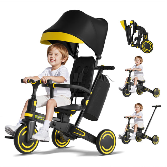 WinHope 9-in-1 push tricycle folding system enables easy travel and compact storage.
