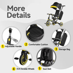 WinHope 9-in-1 push tricycle footrest supports correct foot placement during growing rides.