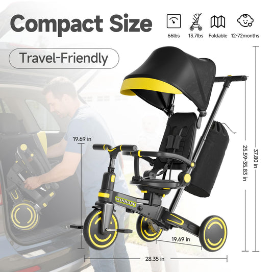 WinHope 9-in-1 push tricycle safety harness ensures secure rides for toddlers.