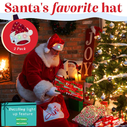 Winks Novelty plush Santa hat pack 2, left profile, soft fabric and festive appeal.