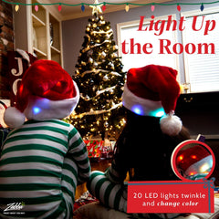 Winks Novelty plush Santa hat pack 2, right profile, comfortable adult size fit.