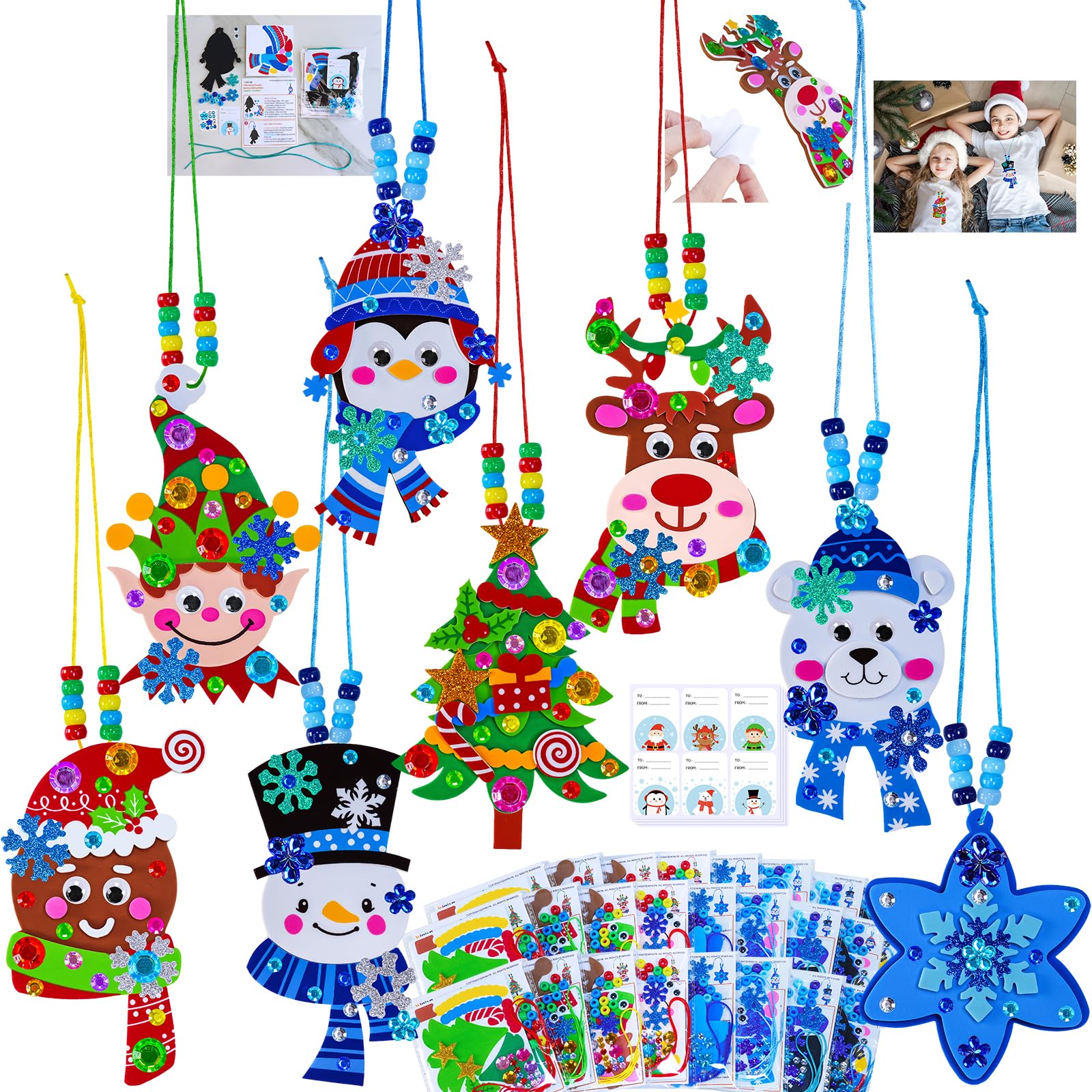 Winlyn reindeer necklace kit for kids' holiday crafts and classroom activities