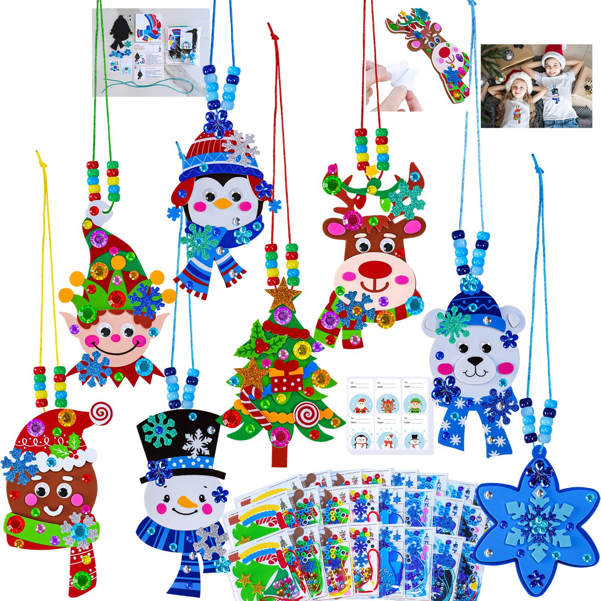 Winlyn reindeer necklace kit for kids' holiday crafts and classroom activities