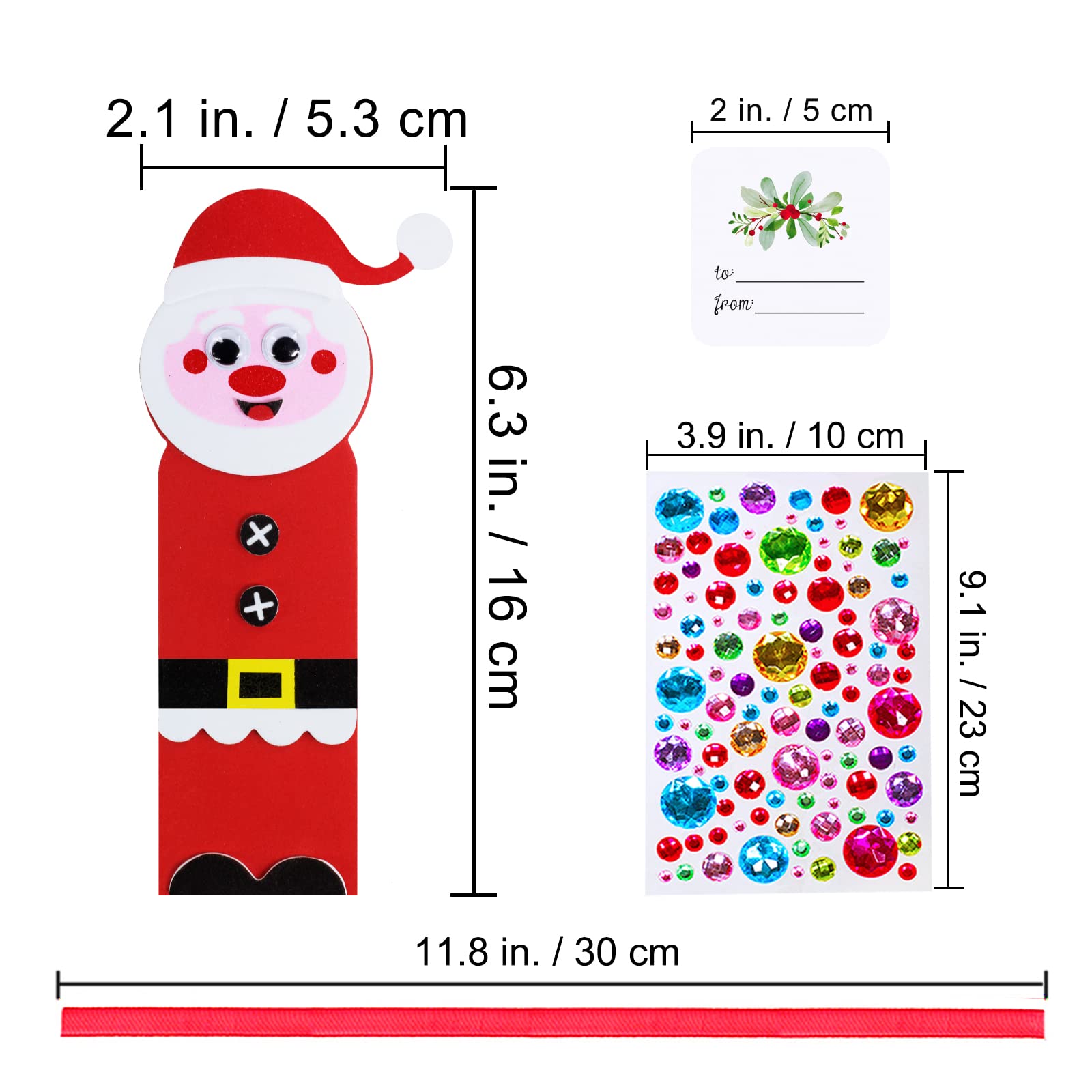 Winlyn artificial rhinestone stickers add festive sparkle to bookmarks.