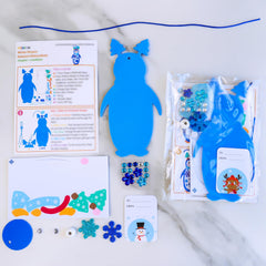 Winlyn bead, cord, and tag pack completes penguin ornaments.