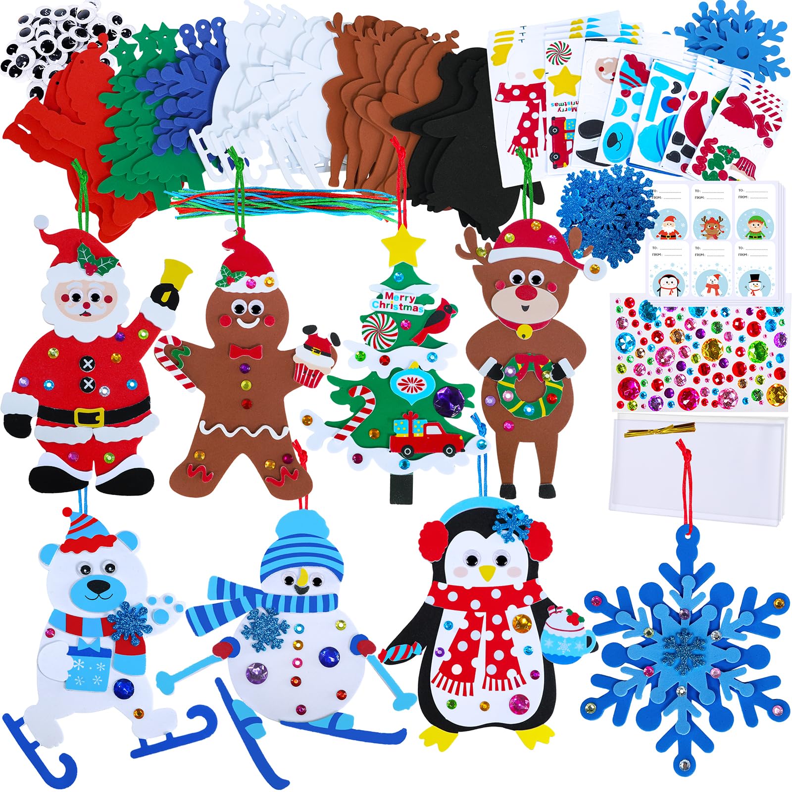Winlyn foam Santa base for kids ornaments, easy peel-and-stick crafting