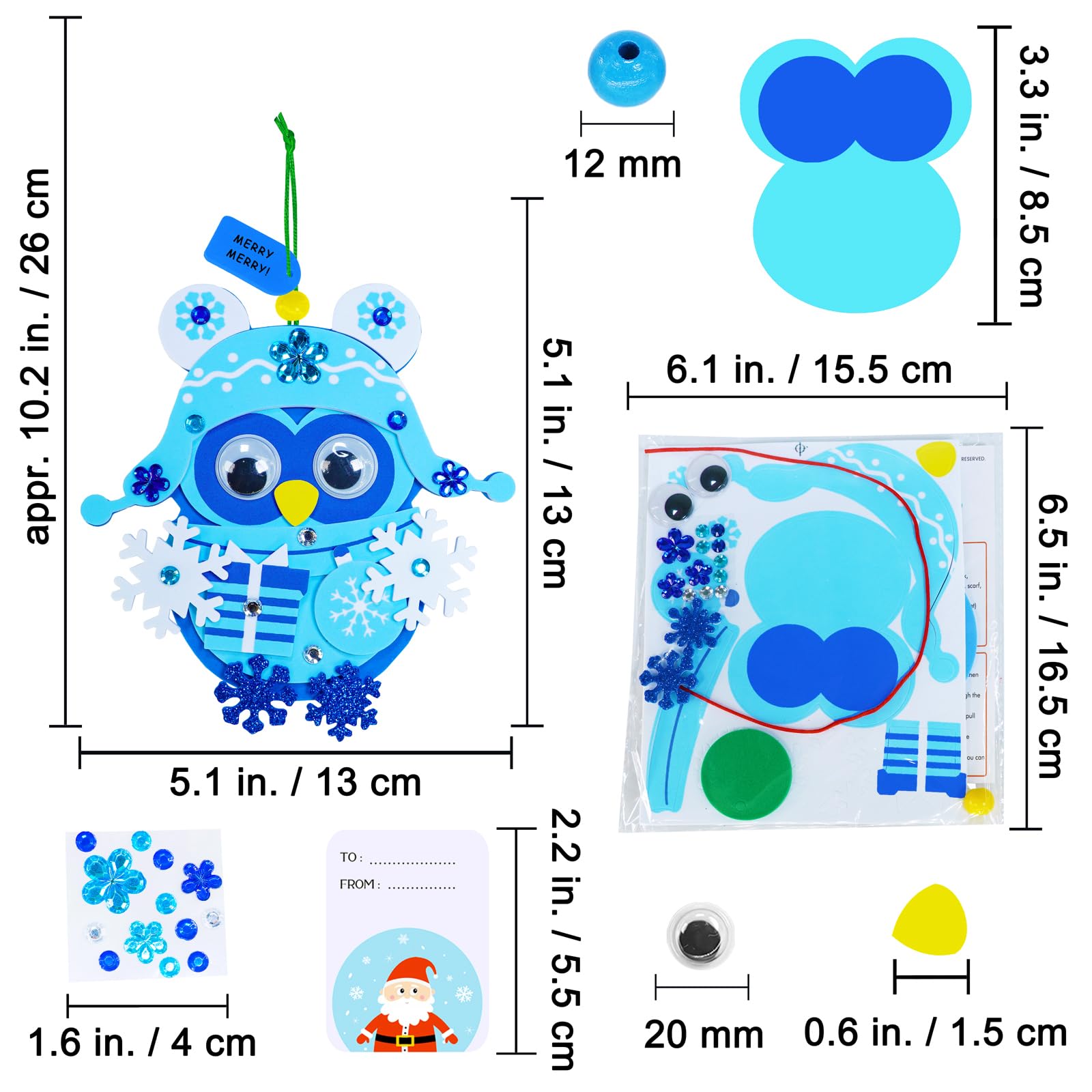Winlyn Christmas sticker sheet for ornament kit, adds sparkle to decorations