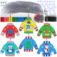 Winlyn Christmas Ugly Sweater Suncatchers kit packaging glows with festive potential for windows