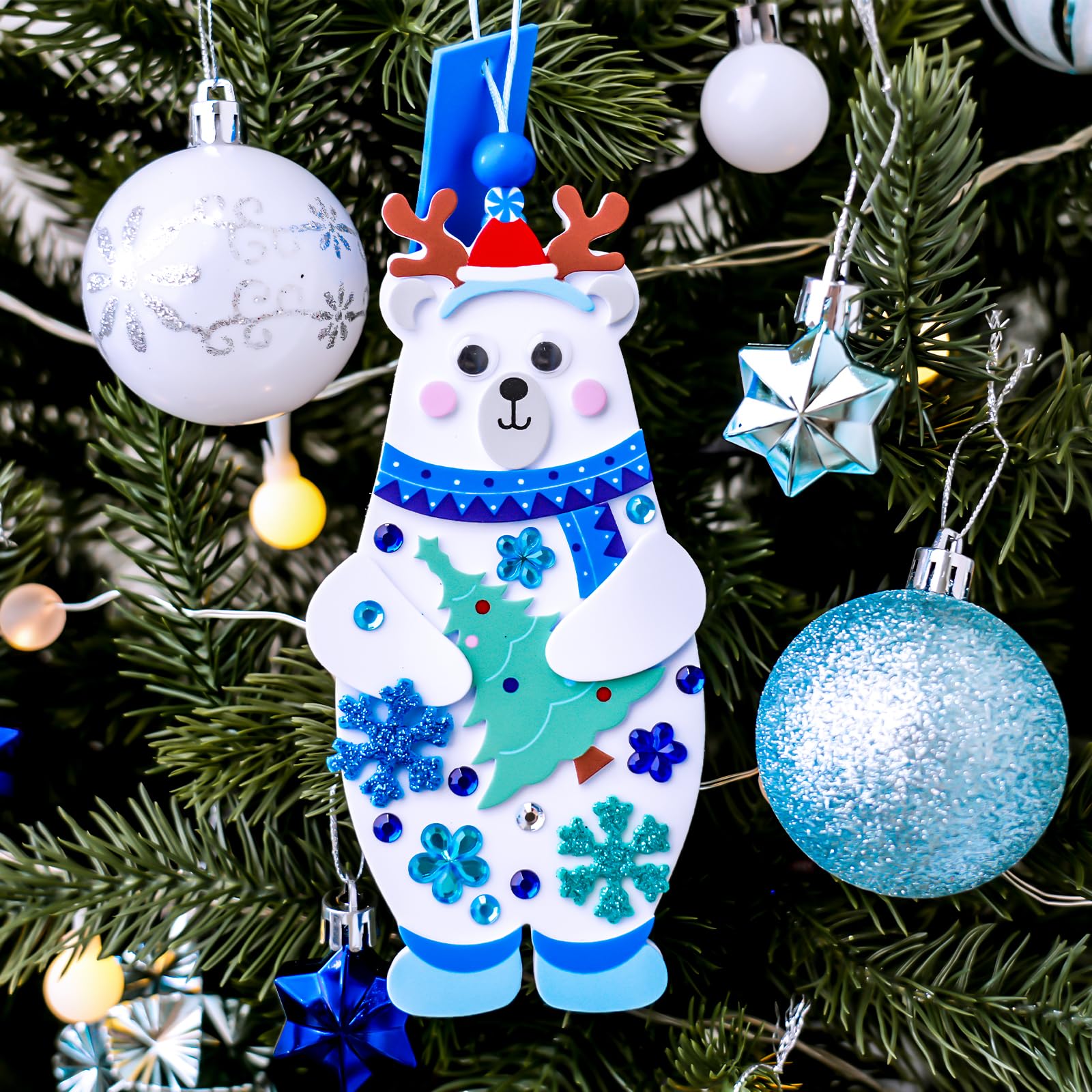 Winlyn cord and googly eyes complete hanging ornaments with playful charm.