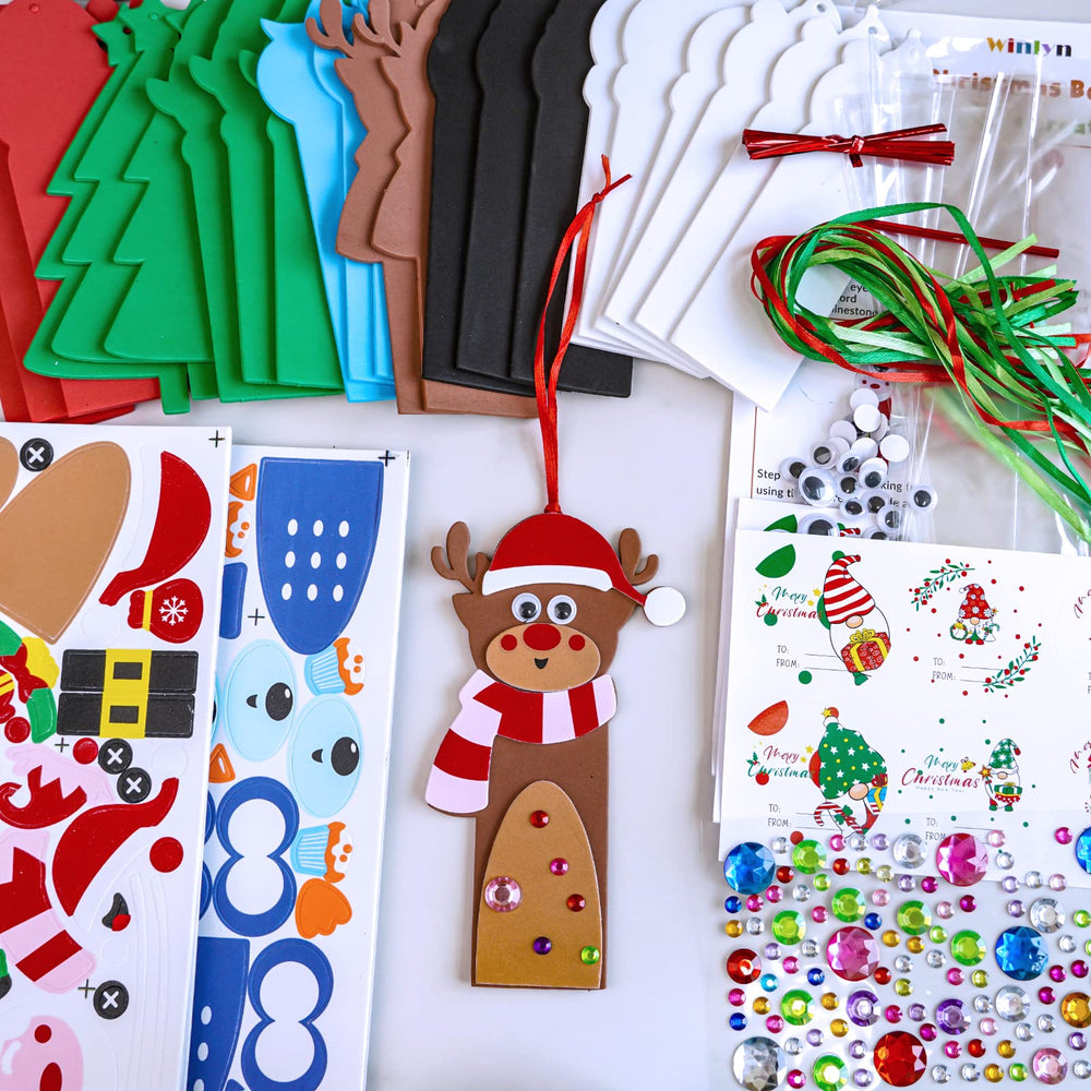 Winlyn die-cut foam stickers offer colorful shapes to decorate bookmarks and ornaments.