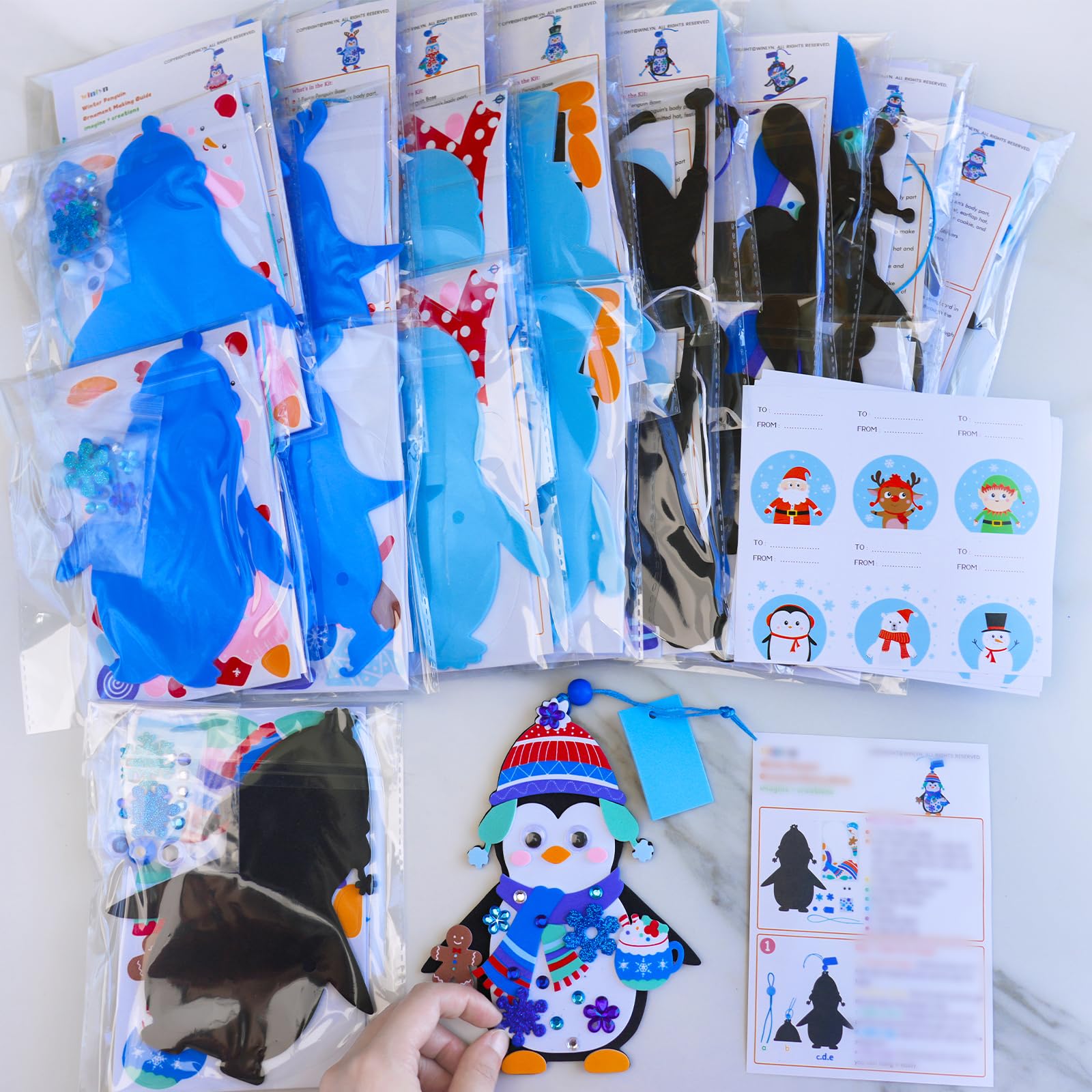 Winlyn finished penguin ornament ready to hang on trees or walls