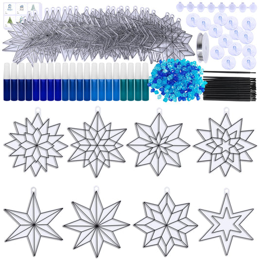 Winlyn five-color paint bottles line for snowflake suncatchers, easy and vibrant.