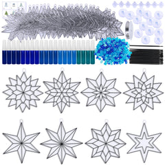 Winlyn five-color paint bottles line for snowflake suncatchers, easy and vibrant.