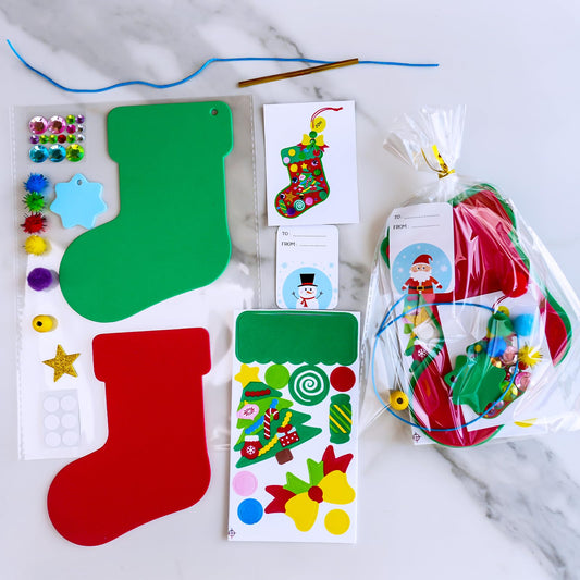 Winlyn foam stocking stickers festive designs 5.2-inch for colorful layered decorations