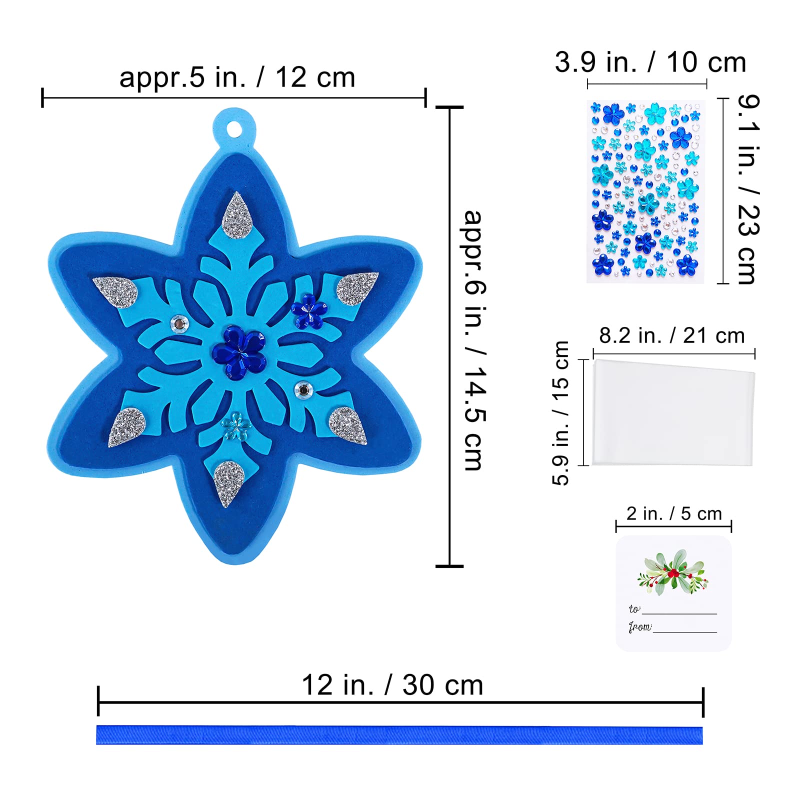 Winlyn glittery foam dots and waterdrops add sparkle to ornaments