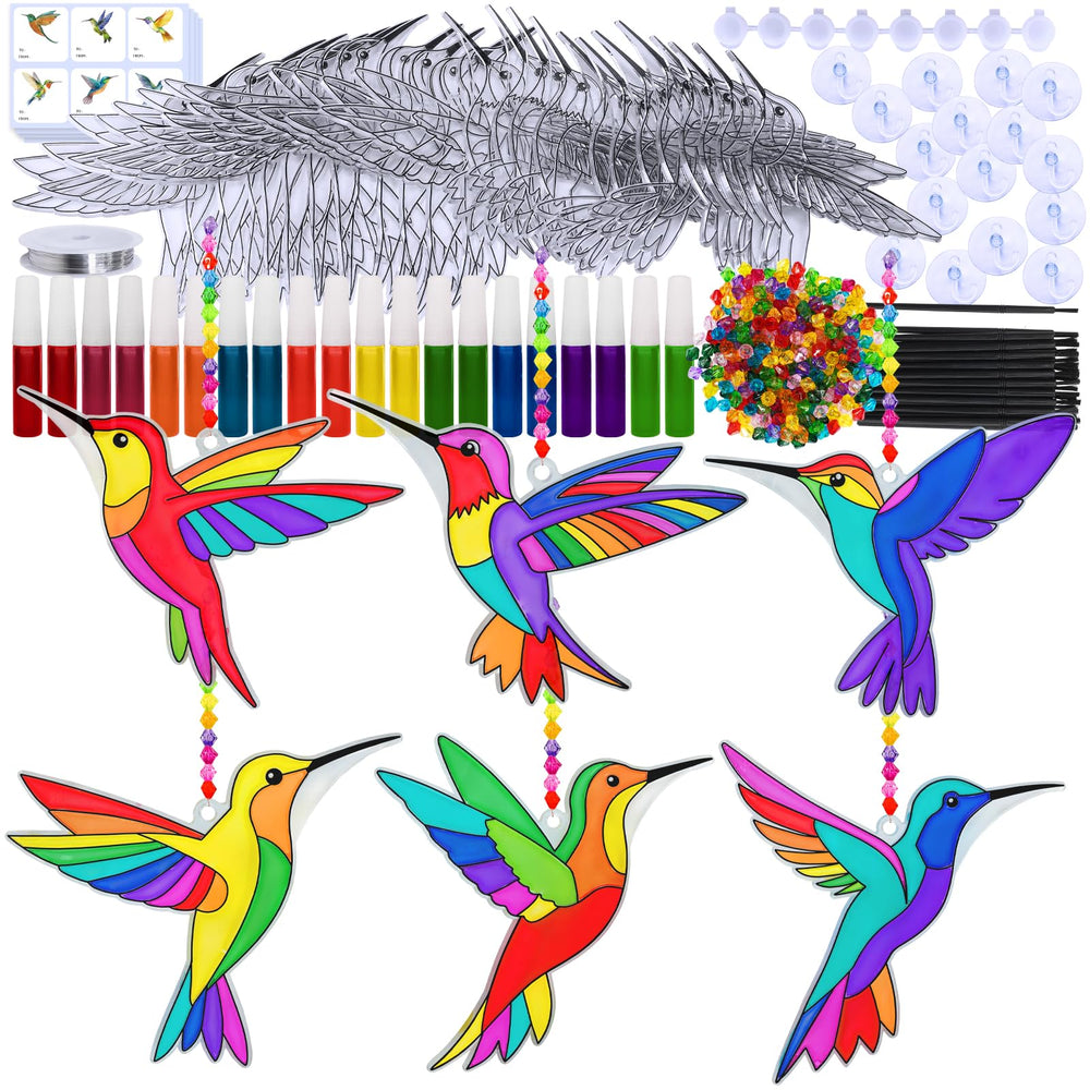 Winlyn hummingbird suncatcher ornaments catch sunlight, creating vibrant window art.