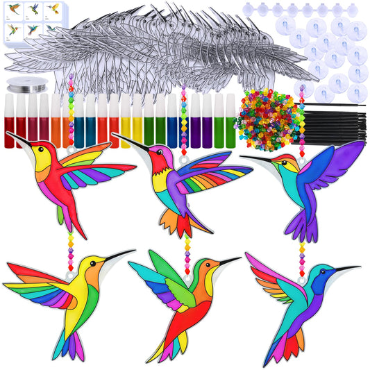Winlyn hummingbird suncatcher ornaments catch sunlight, creating vibrant window art.