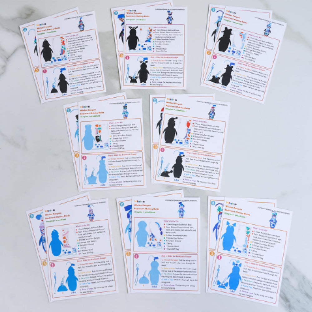 Winlyn penguin bookmark assembly shows kids a fun final result.