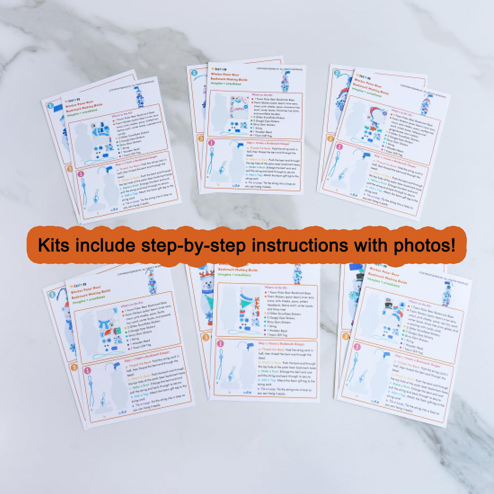 Winlyn polar bear bookmark kit comes with beads, cords, and tags for personalization.