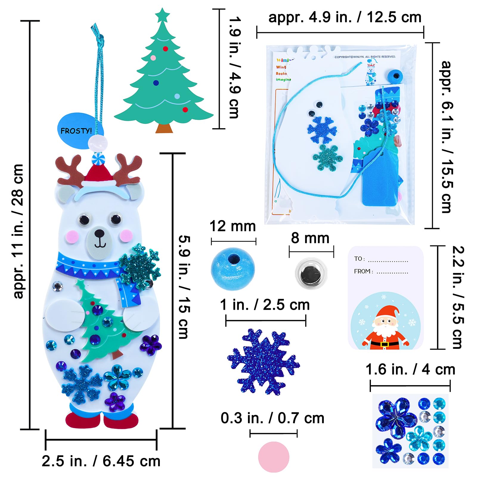 Winlyn polar bear bookmark kit is ideal for classroom activities and party favors.