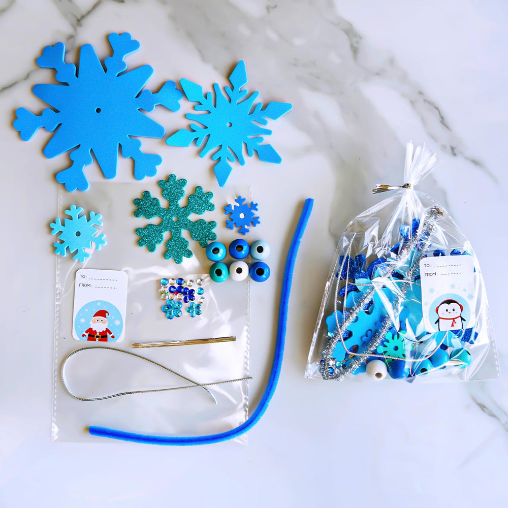 Winlyn winter color beads add sparkle to each snowflake ornament