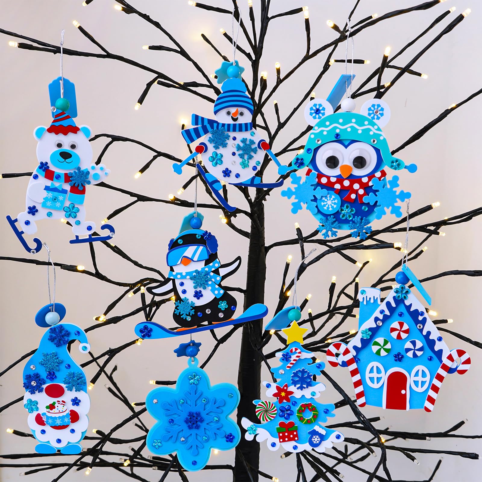 Winlyn Snowman ornament base kit with googly eyes and decorations.
