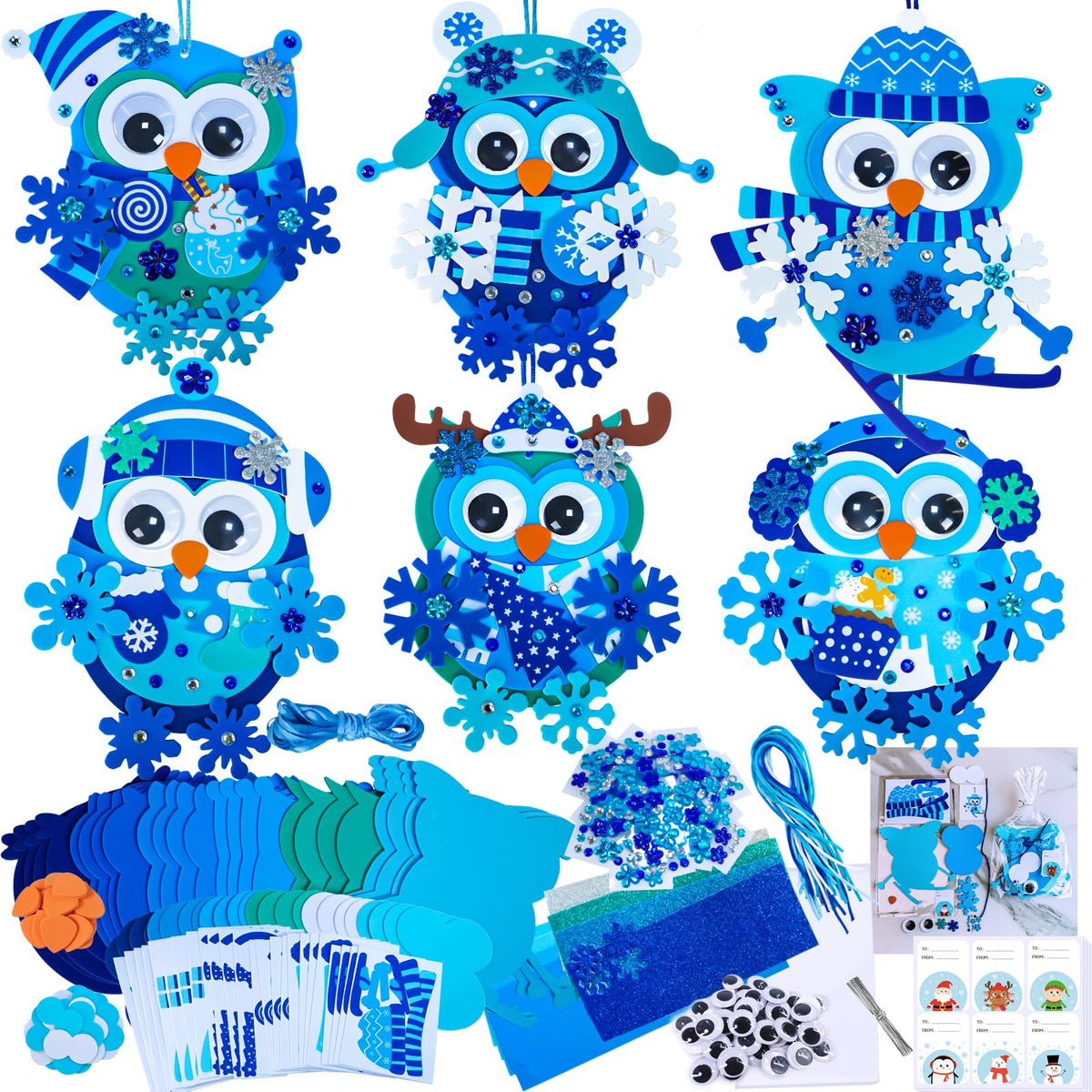 Winlyn winter-owl-ornament-set-packaging is a festive craft activity for kids.