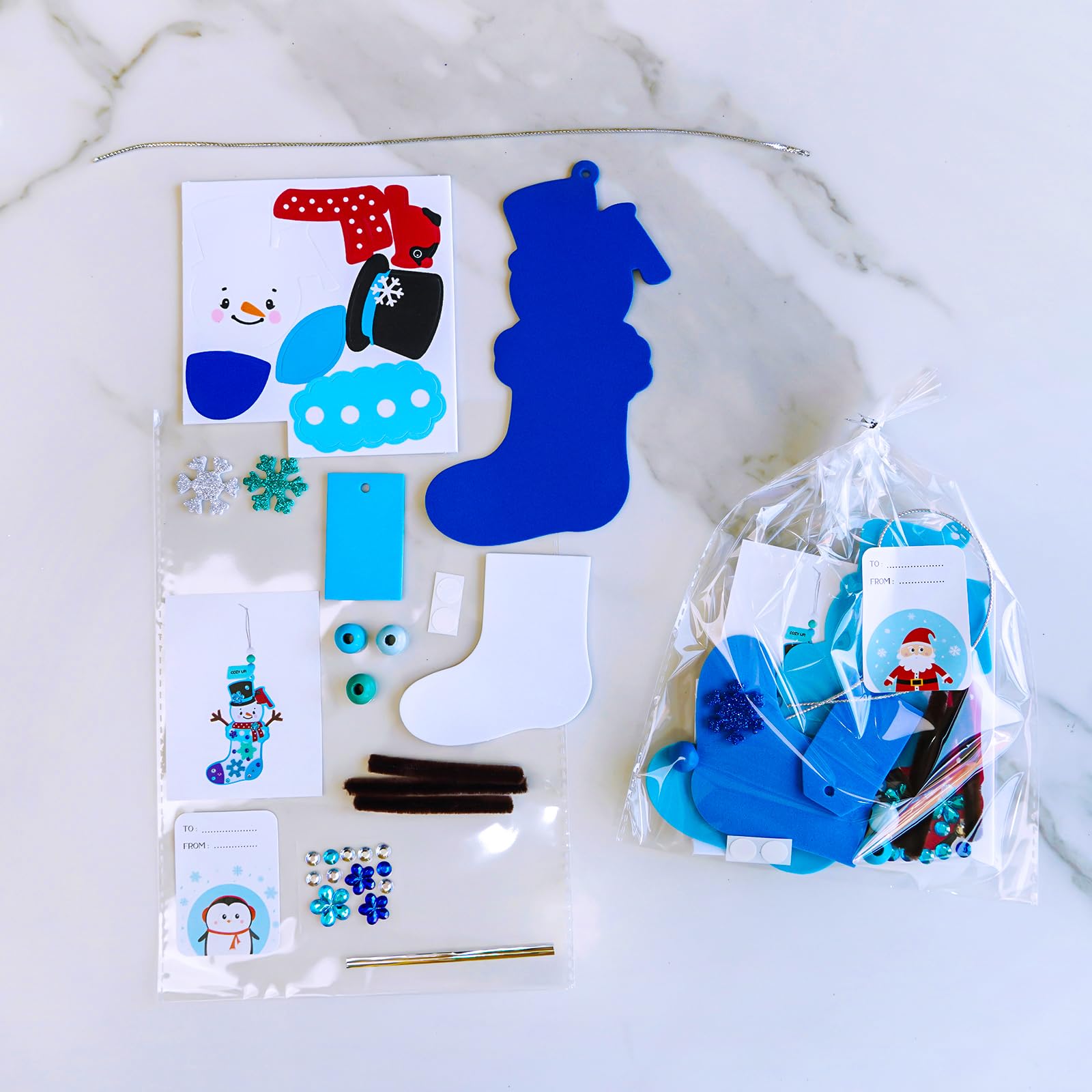 Winlyn snowman stocking ornament kit includes hats and cuffs for fun designs
