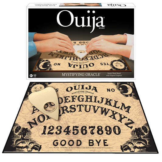 Winning Moves Classic Ouija wood board showing sturdy construction for lasting game nights.