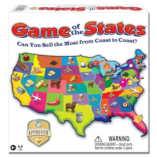 Winning Moves Game of the States cards show state facts for learning on the go