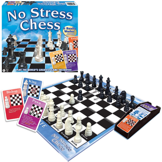 Winning Moves No Stress Chess board and cards for beginner-friendly learning.