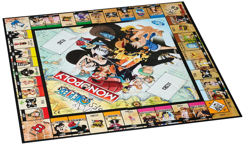 Winning Moves One Piece Monopoly character cards and dice in action